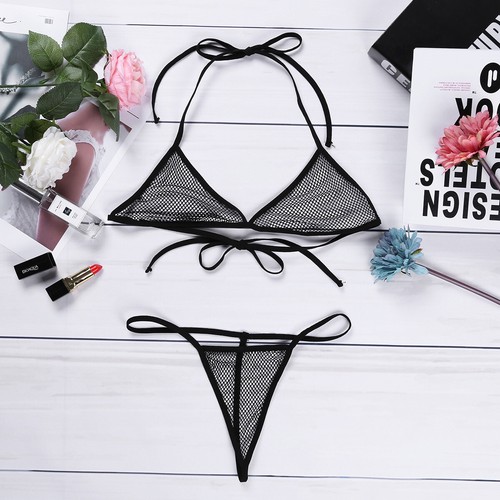 Damen Micro Bikini Set Cutout Bikinioberteil G-String Zweiteiliger Badeanzug - Bild 406 von 629