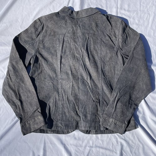 Vestido granero para mujer grande gris cocodrilo aspecto texturizado aspecto con botones - Imagen 3 de 8