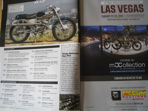 MOTORCYCLE CLASSICS SEP 2018 BATHTUB TRIUMPH JAPAUTO 1000VX MONDIAL VINCENTS SCR - Picture 2 of 3
