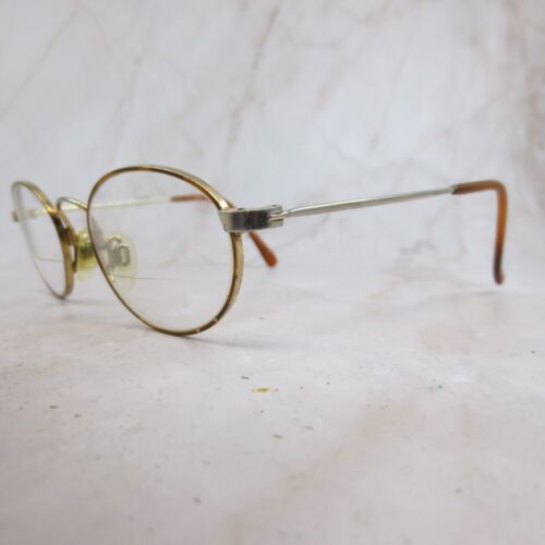 Autofix 84 With Flexon 120 Eyeglasses Frame Women's Gold Metal Full Rim Round - Picture 2 of 7