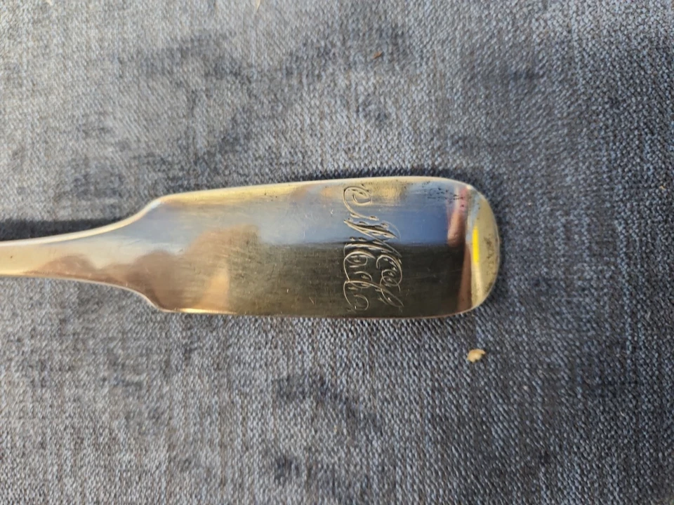 Par de cucharas James Peters 900 monedas plata 9 pulgadas c1813-1850 u-10D Foto 3 de 4