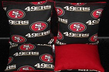 4 All Weather CORNHOLE BEANBAGS made w SAN FRANSISCO 49ers Fabric ACA Reg Bags