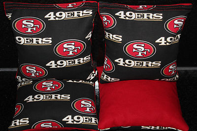 4 All Weather CORNHOLE BEANBAGS made w SAN FRANSISCO 49ers Fabric ACA Reg Bags