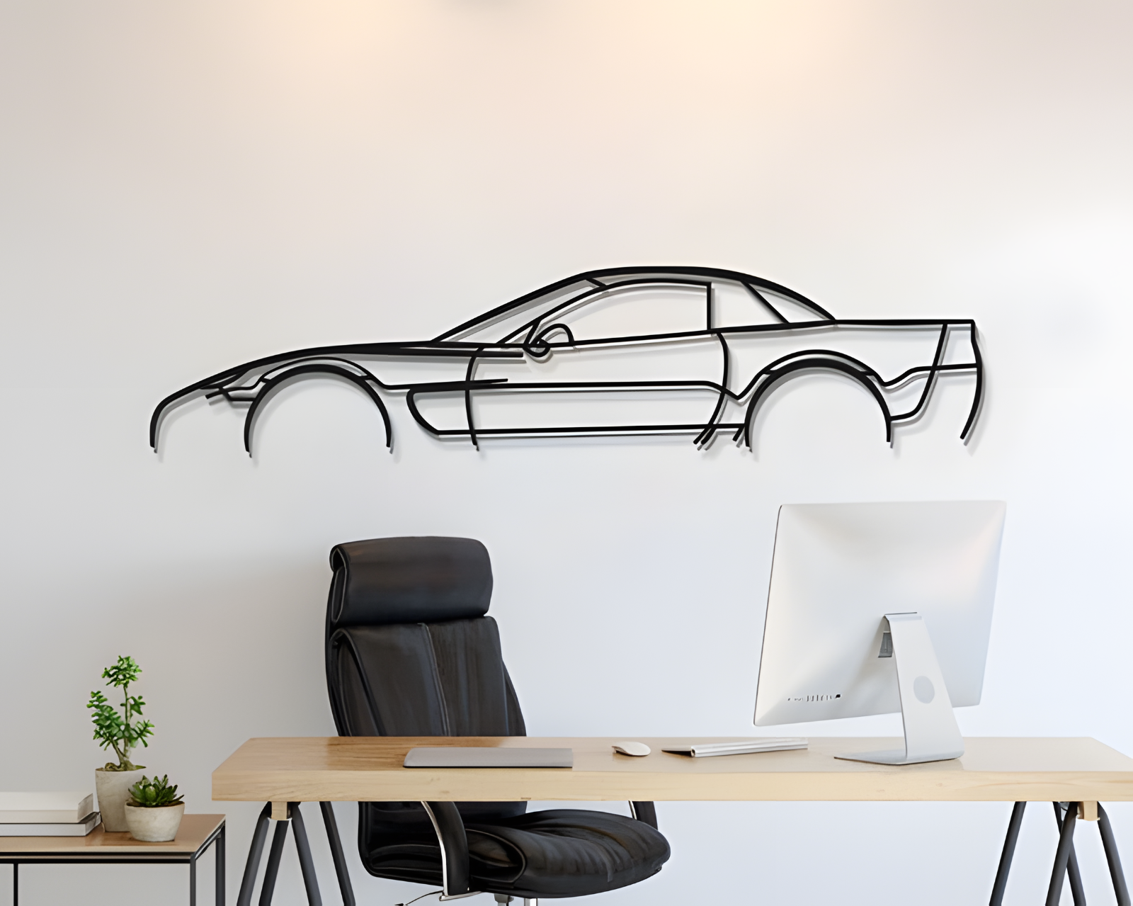3D Acrylic Metal Car Silhouette Wall Art - 2002 Chevrolet Corvette Home Decor