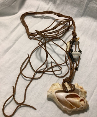 Leather Seashell Necklace Belt Hanging Decor Ocean Beach Boho Hippie