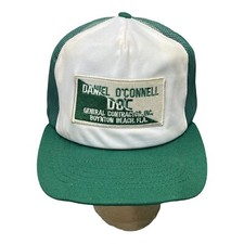 Vintage Truckers Hat Snapback Mesh Patch Green Construction Contractors USA
