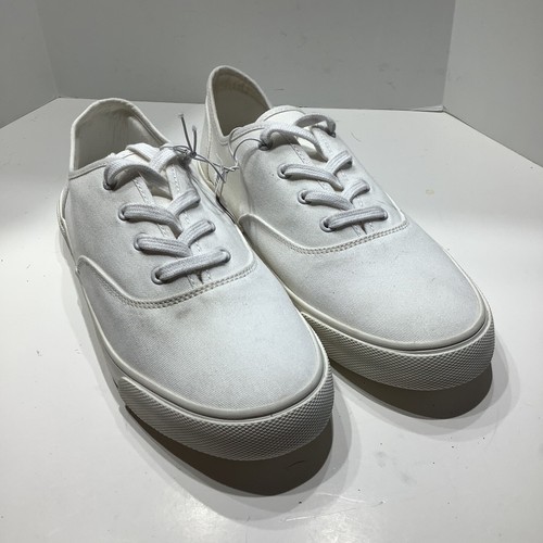 Old Navy Twill Lace-Up Canvas White Sneakers Size 8.5M, New With Tags
