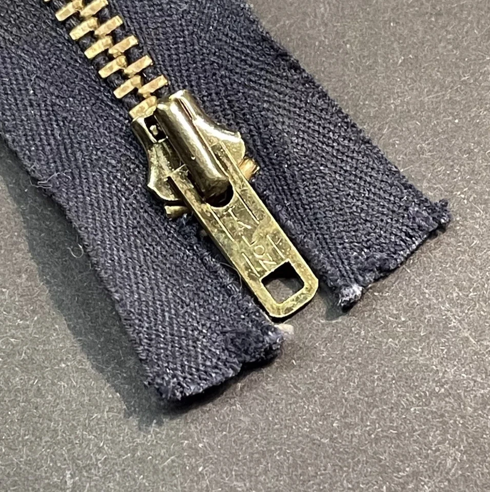 TALON Brass Jacket Zipper 20.5 Inch Cotton OPEN END Vintage Navy Blue - Image 3 of 4