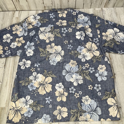 OP Ocean Pacific Hawaiian Shirt Mens Sz Medium Blue Floral Flower Surf 90s P3 - Picture 6 of 8
