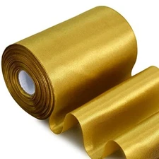 4 in x 22Yds Wide Dark Gold Satin Ribbon Solid Fabric Large Ribbon for Cuttin...