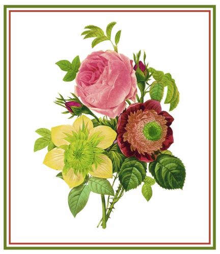 Flower Spring Bouquet Redoute Counted Cross Stitch Chart Pattern - 第 1/5 張圖片