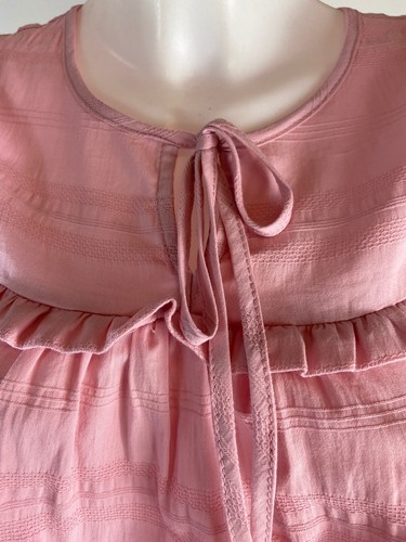 Ladies New Ex George Pink Cotton Ruffle Smock Top Size 8 12 14 16 20 22 24 - Picture 2 of 6