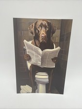 Labrador Brown Toilet Reading Journal Postcard Humorous Poster A6