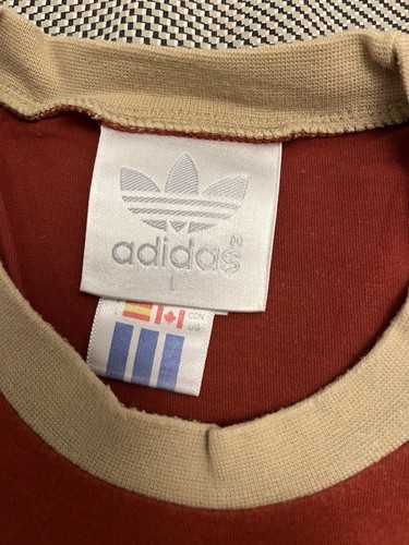 Camiseta vintage ADIDAS marrón óxido/beige M muy buen estado - Imagen 3 de 4