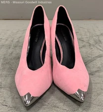 Gianni Bini Women Pink Pointed-Toe Pumps W/Metallic Toe Cap s - US 9