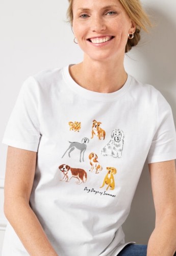 Camiseta Top Algodón Estampado Talbots Perro Días De Verano, Blanco 3X Plus - Imagen 1 de 7
