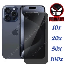 For iPhone 16 15 14 13 12 Pro Tempered Glass Privacy Screen Camera Protector Lot
