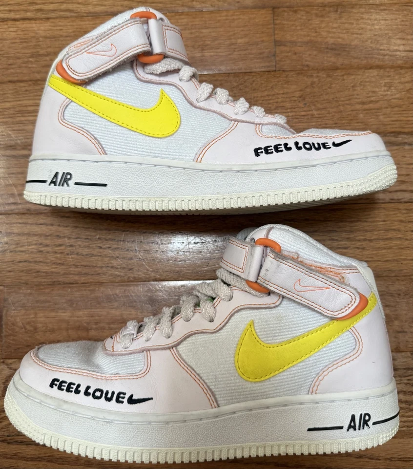Nike Air Force 1 Feel Love White Yellow Pink High Top Sneakers Shoes Women's 7 - Image 4 of 4