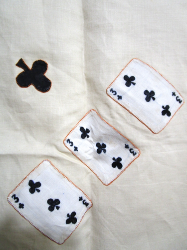 VTG George B Tan Hand Embroidered Playing Card Table Cloth Cover 33" x 33" - Picture 3 of 14