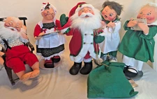Vintage 18” Annalee Santa, Mrs. Claus, Choir Boy & Girl 1990-1992, '06 Christmas