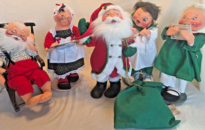 Vintage 18  Annalee Santa, Mrs. Claus, Choir Boy & Girl 1990-1992, '06 Christmas