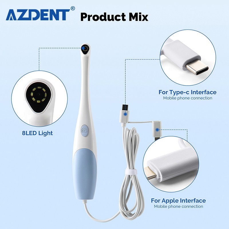 Caméra Intra-orale Dentaire USB – Résolution 1920x1440P, Autofocus, 8 LEDs, Neuf