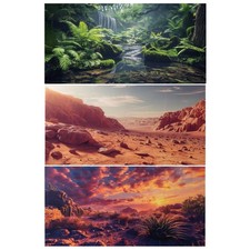 COMSUN 3 Pack Terrarium Background, 48x18 inches Polyester Reptile Background...