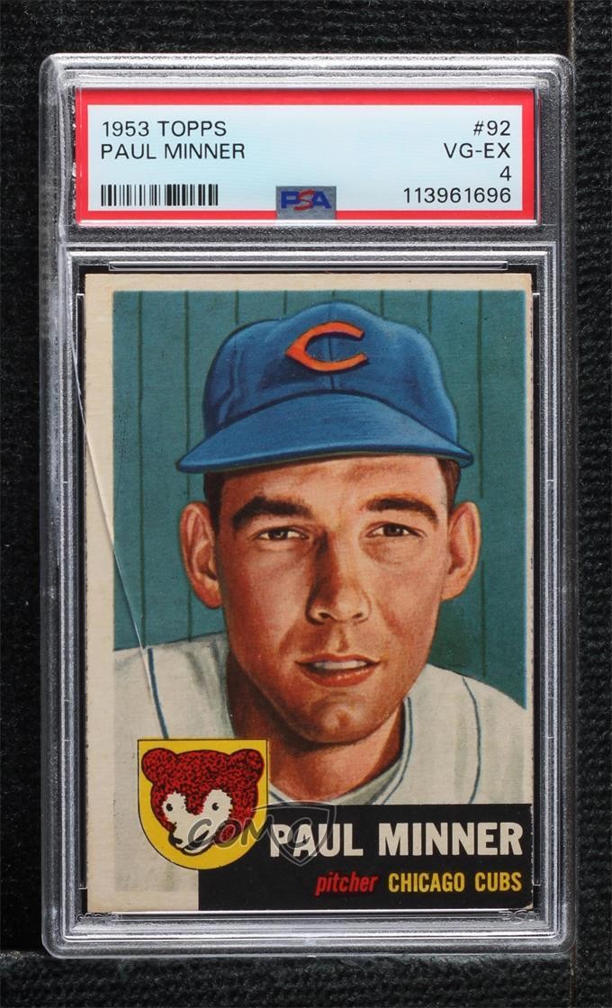 1953 Topps Paul Minner (Bio Information in Black) #92 PSA 4 06mi