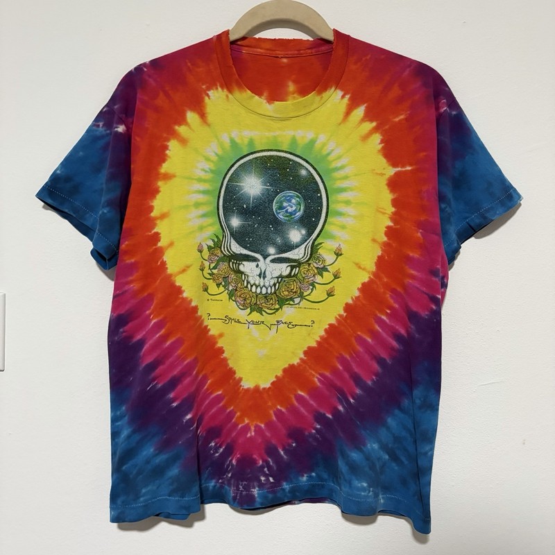 Vintage 1987 Grateful Dead “Space Your Face” Tie Dye T-Shirt Skull Roses GDM 80s