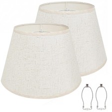 Large Lamp Shades Set of 2, Beige Drum Lampshades 10" Top x 16" Bottom x 10" ...