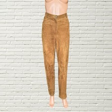 Vintage 70s Suede Leather Pants - Tan Brown Soft Pant Straight Leg Boho Hippie
