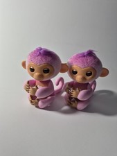 Set Of 2 Fingerlings Interactive Baby Monkey Toy Harmony Pink 5" Both Working