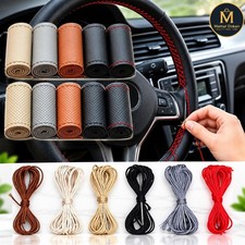 Genuine Leather Steering Wheel Cover 15in 38cm Anti Slip Diy Sewing Wrap Genuine Leather Steering Wheel Cover 15in 38cm Anti Slip Diy Sewing Wrap