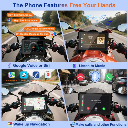 2026 Waterproof Motorcycle Carplay/Android Auto Navigation Dual 2K Dash Cam - Picture 3 of 9