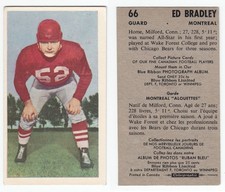 CFL MEGA SALE - 1954 BLUE RIBBON #66 ED BRADLEY MONTREAL ALOUETTES ROOKIE EXMT