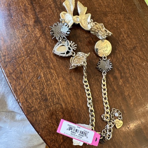 Heavens To Betsey Johnson Necklace Moon Star Saturn Chain Heart Blue Bow Galaxy - Picture 13 of 13