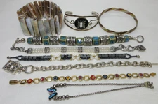 VINTAGE TO NOW LOT OF BRACELETS ASSORTED LOT MULTI COLOR BANGLE TENNIS CUFF #17