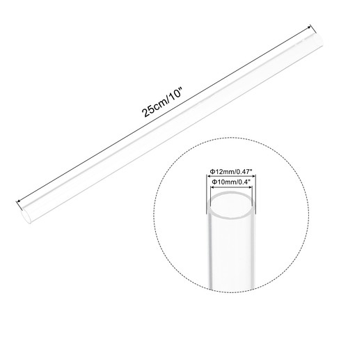 Acrylrohr klar starr Rundrohr 10 mm Innendurchmesser 12 mm Außendurchmesser 10" für Lampen - Bild 2 von 6