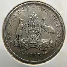 1923 Florin Coin - Fine - Silver George V Australia