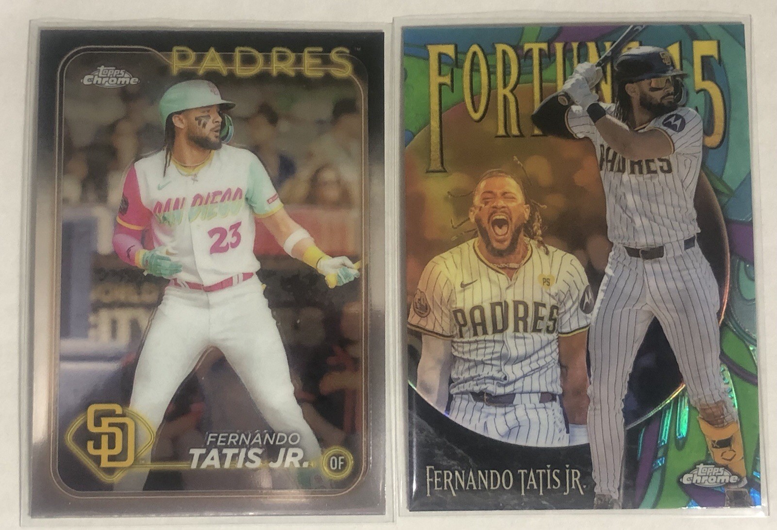 Lot of Fernando Tatis Jr 2024 Topps Chrome & 2025 Topps Chrome Fortune 15 Insert