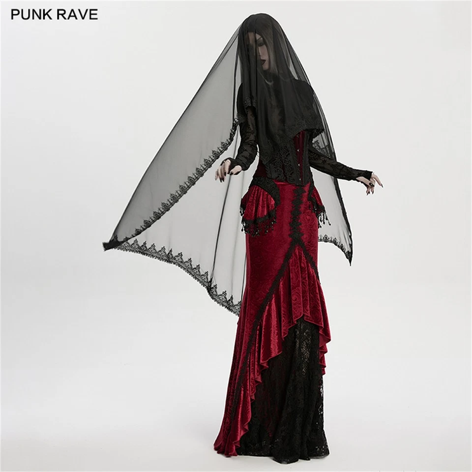 Punk Rave Mujeres Negro Gótico Steampunk Sombrero Fiesta Demonio Cuerno Encaje Velo  Foto 4 de 4