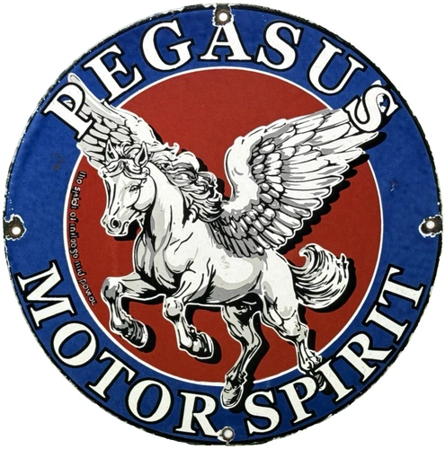 VINTAGE MOBILGAS PORCELAIN SIGN DEALERSHIP GAS STATION MOBIL MOTOR OIL PEGGY