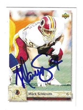 Autographed MARK SCHLERETH Washington Redskins 1992 Upper Deck Card #502 COA
