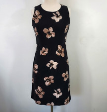 Tommy Hilfiger Sleeveless Dress Women Size 4 Stretch Black Brown Floral