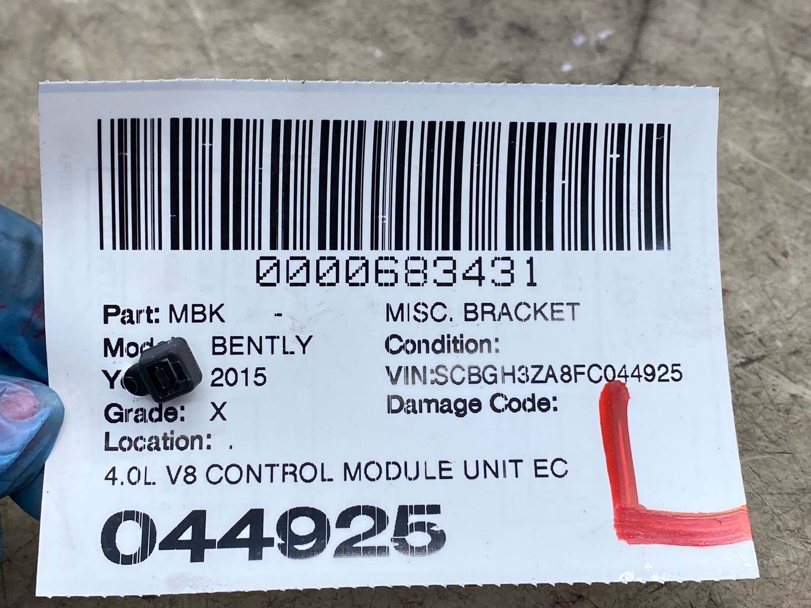 2015 BENTLEY CONTINENTAL 4.0L V8 CONTROL MODULE UNIT ECU BRACKET 3W1907373B OEM