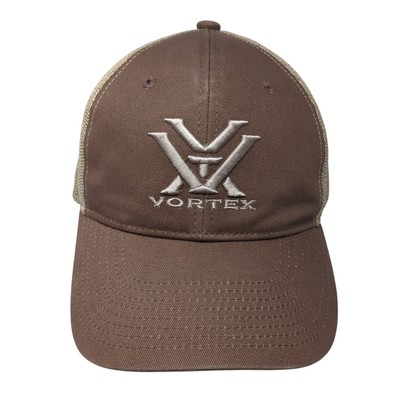 Vortex Snapback Trucker Cap Brown One Size Adjustable Mesh Back Embroidered