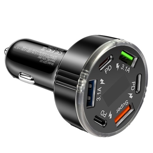 Chargeur Voiture Affichage LED avec Adaptateur 6 Ports Type C pour une Charge Ef - Photo 7 sur 36