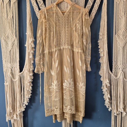Edwardian Inspired 70s Meo Voto 2-piece Dress - Handmade Silk Lace Boho - Picture 5 of 12