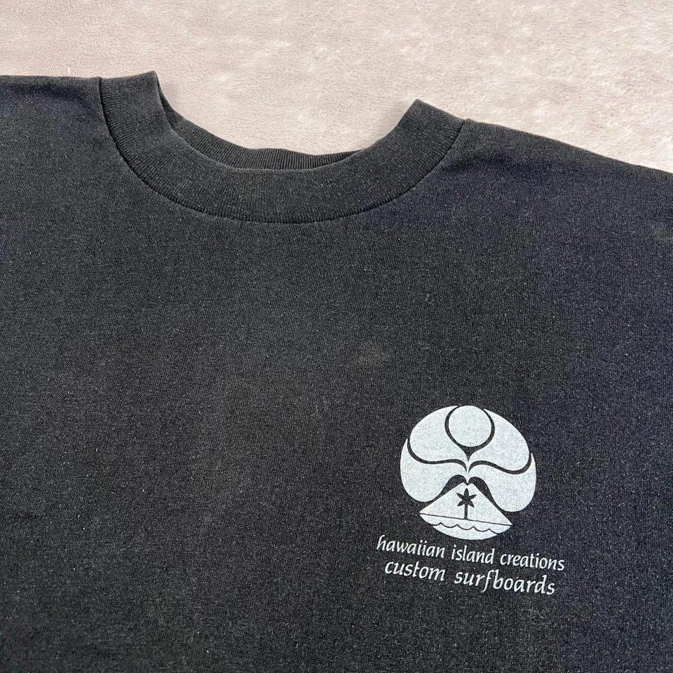 Винтажная мужская футболка Hawaiian Island Creations большие черные чаши Ala Moana выцветшие - Изображение 3 из 4