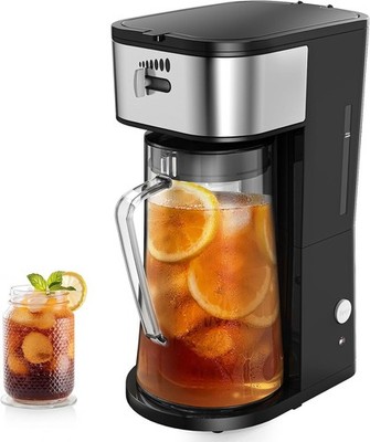 Iced Coffee Tea Maker With Reusable Filter Basket 3 QT Pitcher Iced Tea And